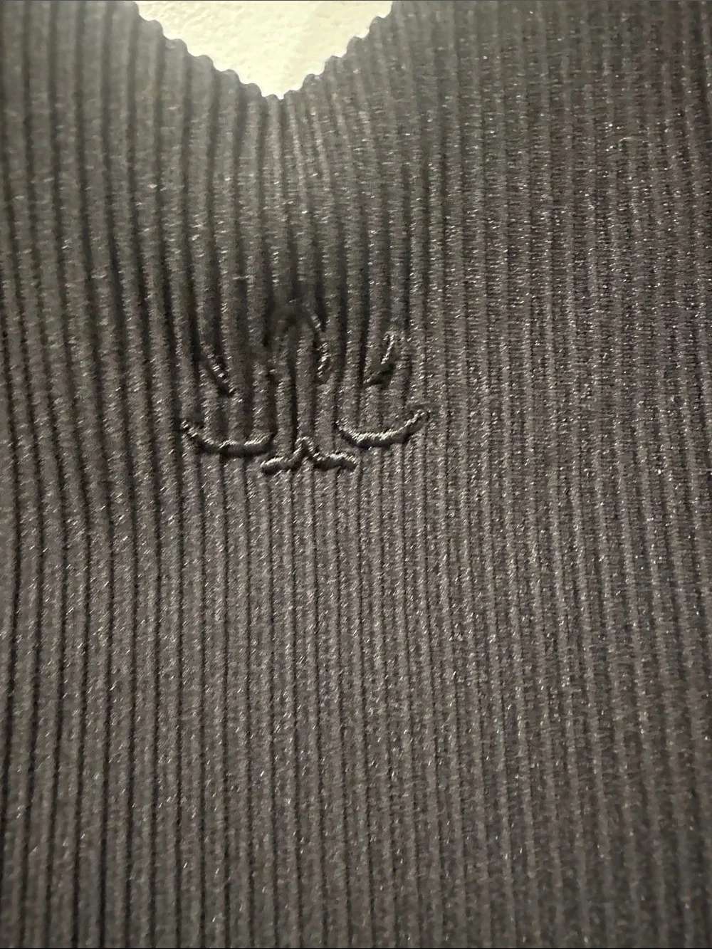 Beyond Yoga Black Ribbed V-Neck Tank with Tonal Monogram